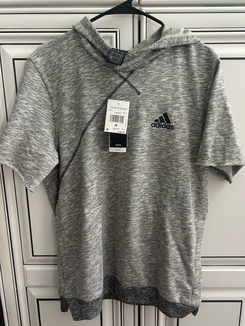 adidas Men's Gray Short-Sleeve Hoodie, Medium, nwt